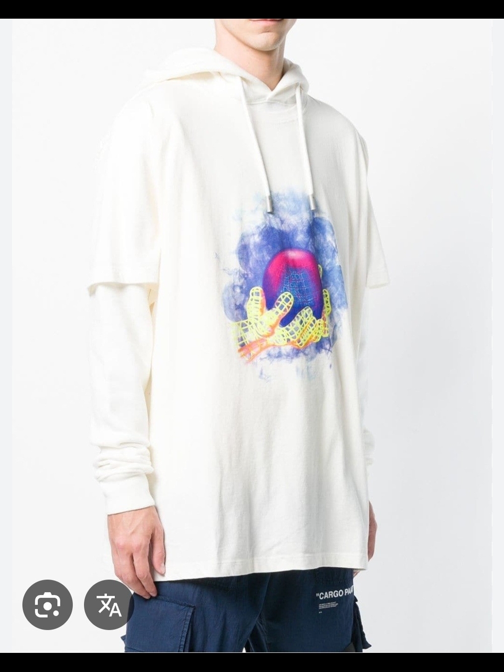 NEW Off-White c/o Virgil Abloh 2018 Mens World Hand Layered Hoodie Size L